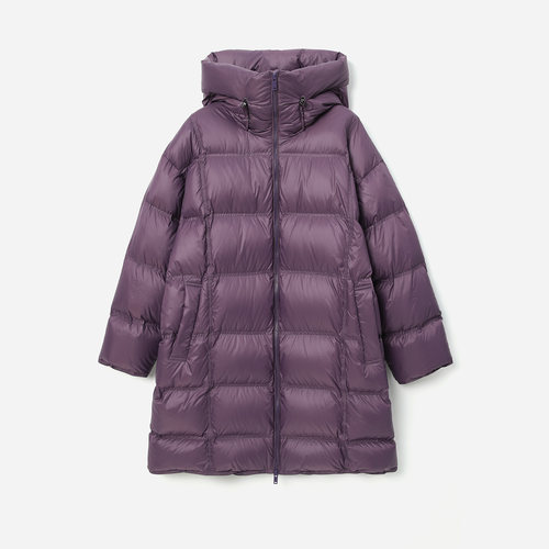 *WYR07079 高充绒御寒防水可追溯95白鹅绒立领连帽长款羽绒服女