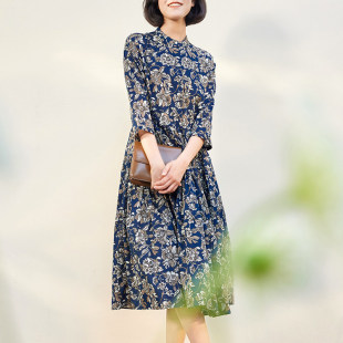 WLQ07001 茉莉雅集 大M繁花盛开纽约公园全棉连衣裙