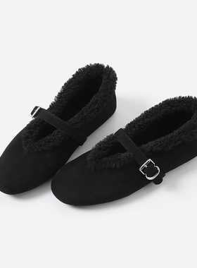 ED08044 茉莉雅集 AL@I@经典圆头羊猄皮内里羊毛暖意融融玛丽珍鞋