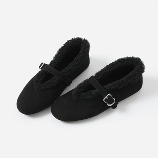 ED08044 茉莉雅集 AL@I@经典圆头羊猄皮内里羊毛暖意融融玛丽珍鞋