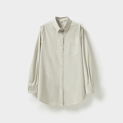 意大利高支全棉挺括鱼骨领衬衫女