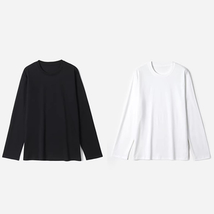 基础百搭全棉圆领长袖 经典 纯色T恤早春女 茉莉雅集 WTX09002