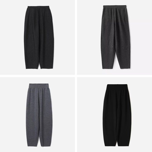 *WZZ06014 茉莉雅集 经典舒适针织羊毛松紧腰宽松茧形长裤奶奶裤