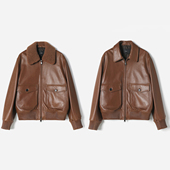 茉莉雅集 WPY04061 H家西班牙无涂层小羊皮可脱卸毛领皮衣短夹克