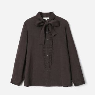 衬衫 随心慵懒立领飘带花边全苎麻长袖 茉莉雅集 春女 WCS08118