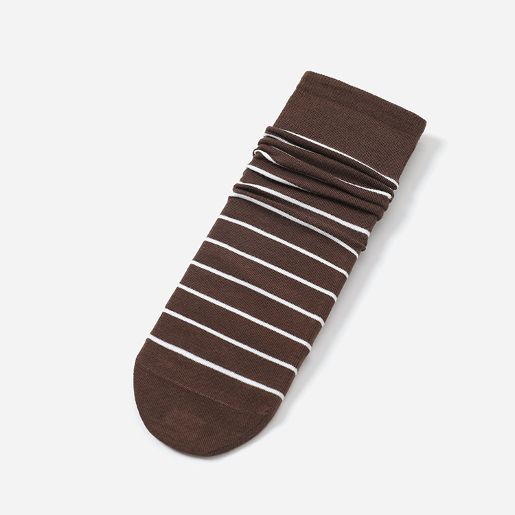WSP08040 茉莉雅集 斯文休闲老钱复古精致细条纹高支棉中筒袜女