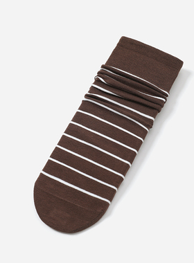 WSP08040 茉莉雅集 斯文休闲老钱复古精致细条纹高支棉中筒袜女