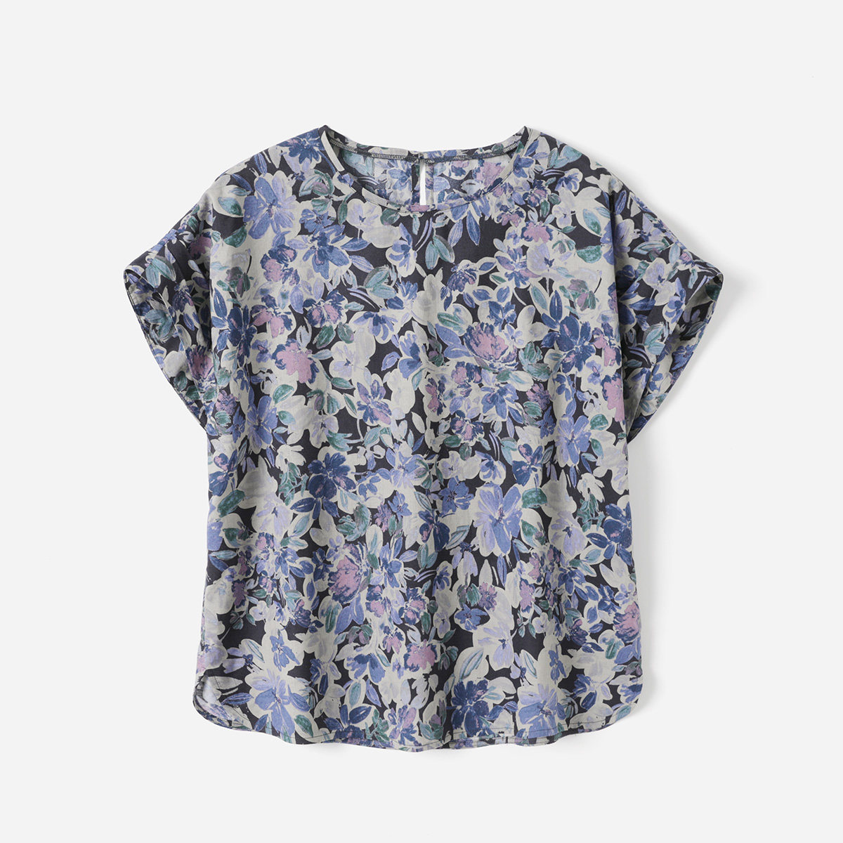 *WCS08212 茉莉雅集日本进口松弛随性圆领后开叉连肩全棉印花衬衫