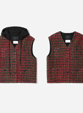 *WWT08228 茉莉雅集 意大利花呢酷甜梦影香*风可脱卸连帽马甲