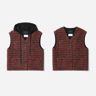 茉莉雅集 意大利花呢酷甜梦影香 风可脱卸连帽马甲 WWT08228