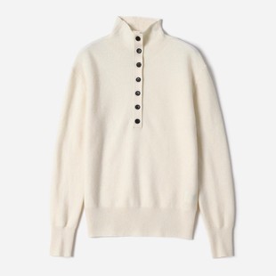 WZT08271 KVSS全羊绒柔软舒适圆领半开襟两用领针织套衫