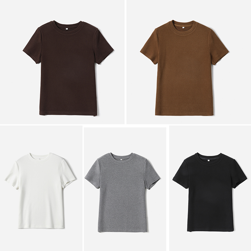 *WTX08175   R0*W软糯Q弹百搭高支弹力棉绒感经典圆领短袖T恤