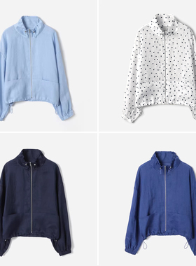 WWT09010 茉莉雅集 干爽利落立领薄款宽松透气全苎麻长袖外套春女