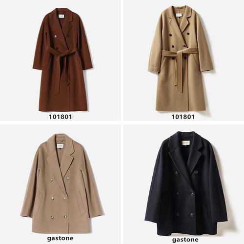 WDY05011 大M1081/g@st0n* 拍卖级110支羊毛羊绒双面呢大衣女