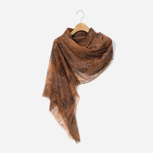 WWJ09013 茉莉雅集 复古蓬松轻盈细腻全羊绒佩斯利腰果印花围巾