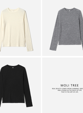 WTX08024  R0*W日本舒适肌理提花细腻绒感精纺全羊毛圆领T恤