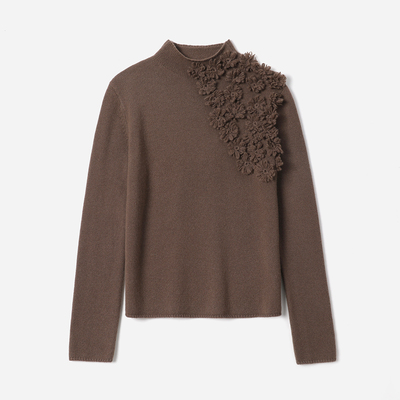 *WZT08303 茉莉雅集 软糯KVSS全羊绒小尊领立体手工勾花针织套衫