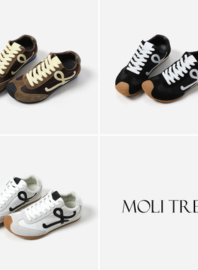 *EY08003 茉莉雅集 L0E*W*休闲复古牛猄牛皮经典德训运动鞋球鞋女