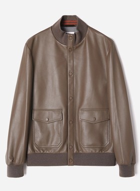 MPY07002 R*L坚守品质西班牙鹿纹羊皮商务工装飞行员夹克男