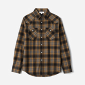 WCS08163 茉莉雅集 L老钱复古格纹温暖磨毛全棉翻领长袖 衬衫