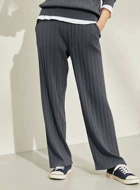 WZZ03024 茉莉雅集 升级日本强捻纱坑条阔腿裤女