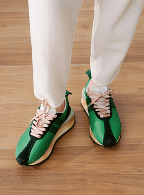 *EY04020茉莉雅集 真皮撞色厚底休闲复古阿甘运动鞋女四季