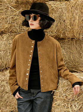 *WPY06026 茉莉雅集 欧洲进口磨砂细绒羊皮绗棉短皮衣