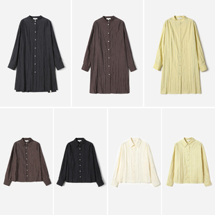 衬衫 WCS08158 S日本料低调珍珠光泽含真丝落肩长袖 茉莉雅集