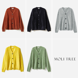 *WZK06003 茉莉雅集 KVSS拉绒全羊绒随性复古V领针织开衫毛衣