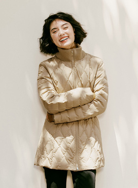 *WYR03083 I*C OPTIM防风拒水真丝羊毛匈牙利95白鹅绒菱格羽绒服