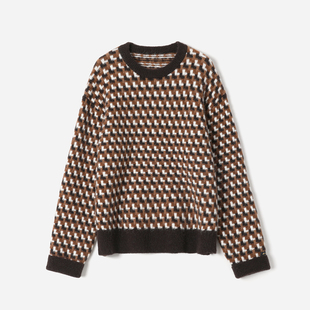 CE琳柔暖进口Llama骆马大羊驼绒千鸟格针织衫 茉莉雅集 WZT08323