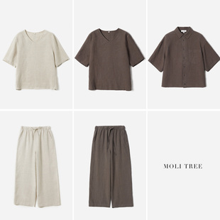 九分阔腿裤 WCS08053 衬衫 状态日本料全亚麻中袖 寻找舒适