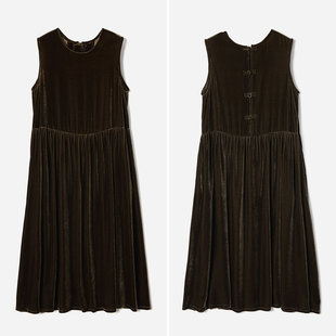 *WLQ07023 新中式经久不衰的流光盛宴真丝丝绒盘扣前后两穿连衣裙