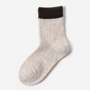 WSP08083 复古学院风撞色无骨中筒袜秋早春 茉莉雅集