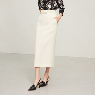 不可水洗邂逅优雅奢迪42姆米真丝精纺羊毛高腰包臀半裙 WBQ06001