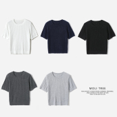 干爽舒适圆领绞花并珠片短袖 茉莉雅集 针织套衫 WZT09140