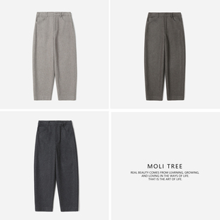 腰休闲造型哈伦裤 不可水洗老钱风真丝羊毛装 茉莉雅集 WKZ08269