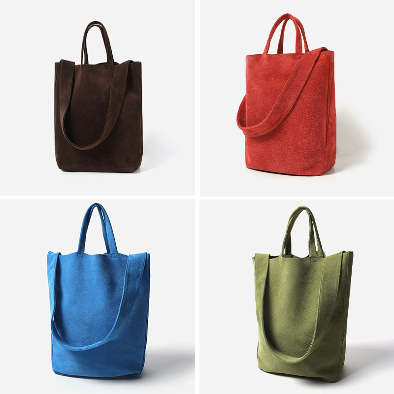 WSP08071 茉莉雅集 复古文艺反绒牛皮麂皮手提包单肩包