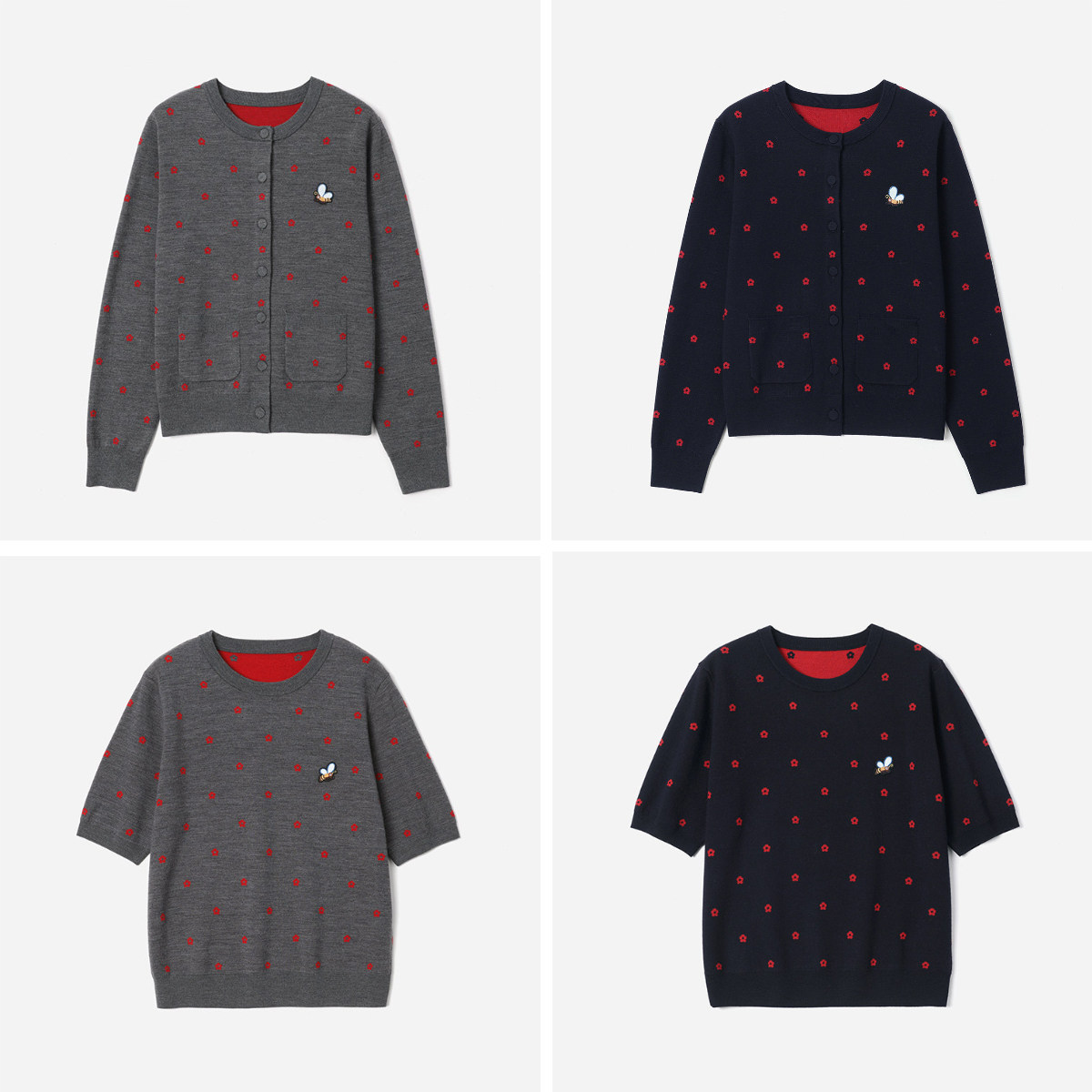 WZT09039 茉莉雅集 I*C趣味个性提花绣花圆领羊毛针织套衫/开衫女