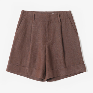 天花板意大利全亚麻经典 茉莉雅集 脚口翻边百慕大短裤 WKZ08106