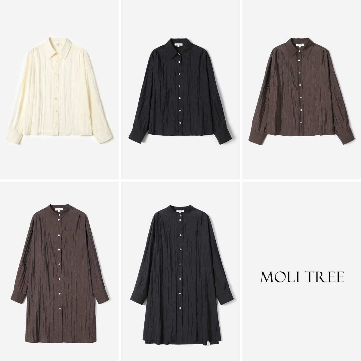 #WCS08158 茉莉雅集 J*S日本料低调珍珠光泽含桑蚕丝落肩长袖衬衫