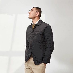 MYR03030 鱼骨衬衫领正宗新国标可追溯95白鹅绒羽绒服男