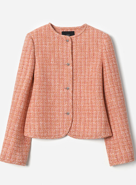 WWT08016 茉莉雅集 TH香*风蜜橘甜心意大利进口圆领花呢长袖外套