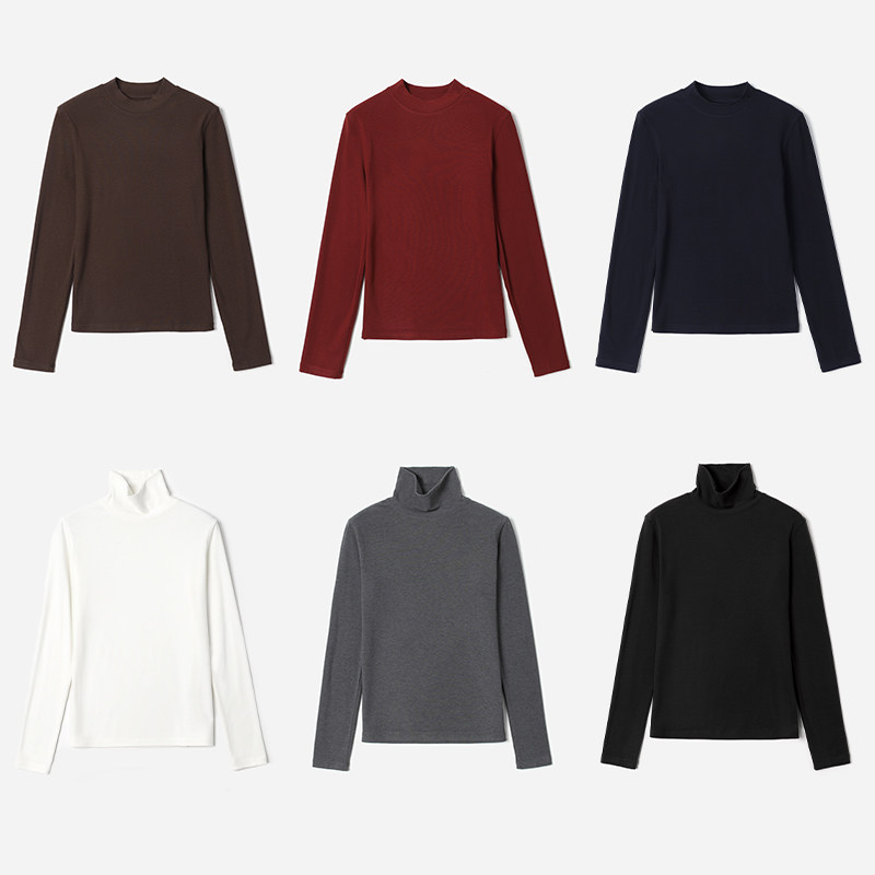WTX08197 茉莉雅集 软糯亲肤暖绒感高领半高领含羊绒保暖打底T恤