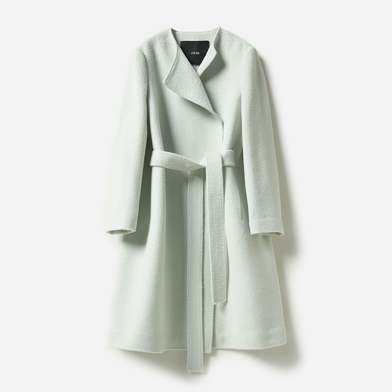 WDY06038 GI*@DA优雅Lady蛋壳绿意大利全羊毛双面呢系带大衣