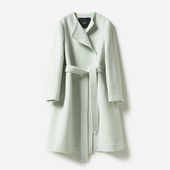 WDY06038 @DA优雅Lady蛋壳绿意大利全羊毛双面呢系带大衣