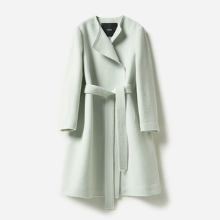 WDY06038 @DA优雅Lady蛋壳绿意大利全羊毛双面呢系带大衣