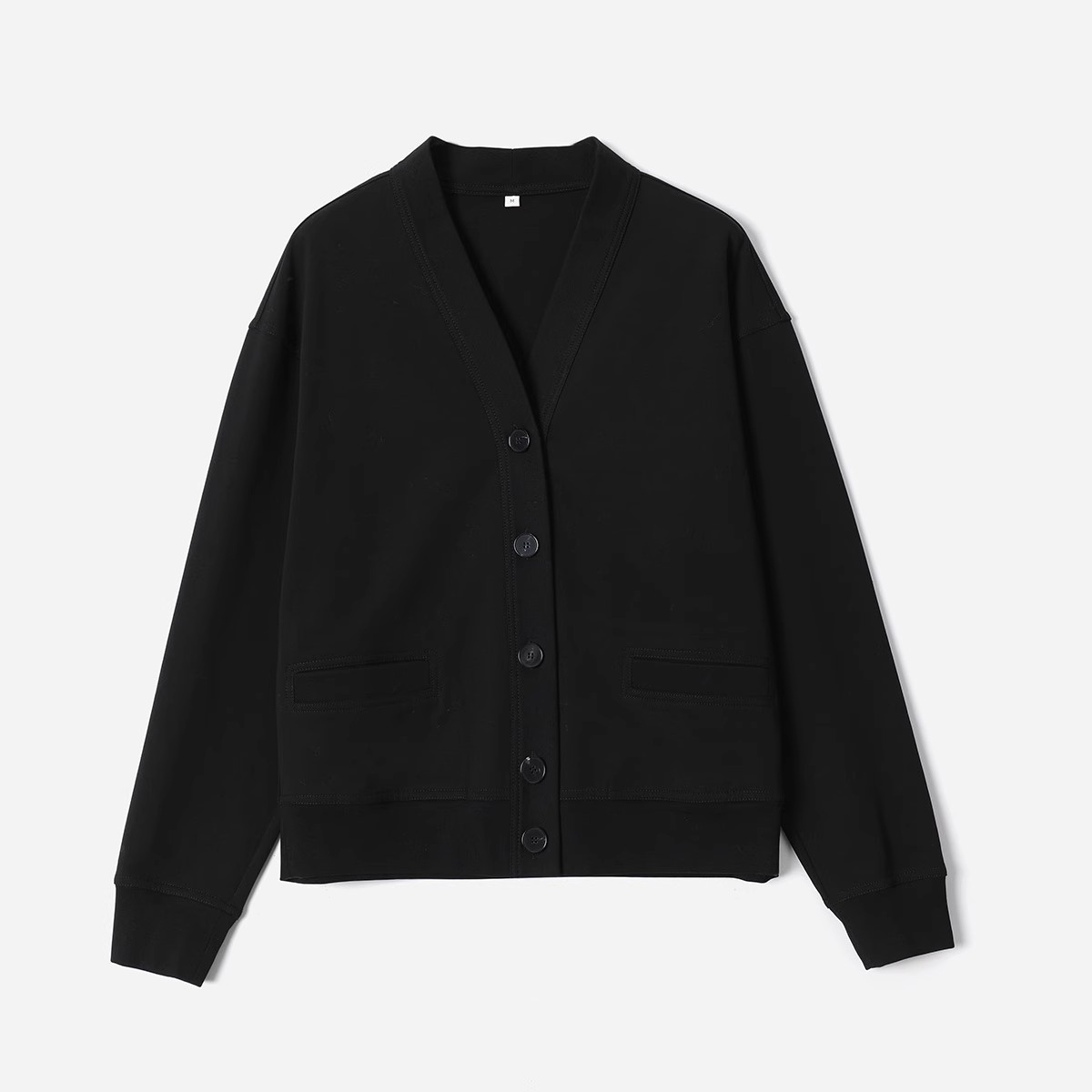 *WWT08099 茉莉雅集 高智格雷风细腻斜纹高支棉弹V领卫衣式外套女