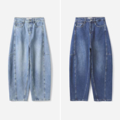 牛仔裤 轻解构分割切线匹马棉弧线茧型香蕉裤 女 茉莉雅集 WKZ09031