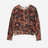 WZK07197 万种风情佩斯利腰果花印花140S精纺全羊毛针织开衫 女